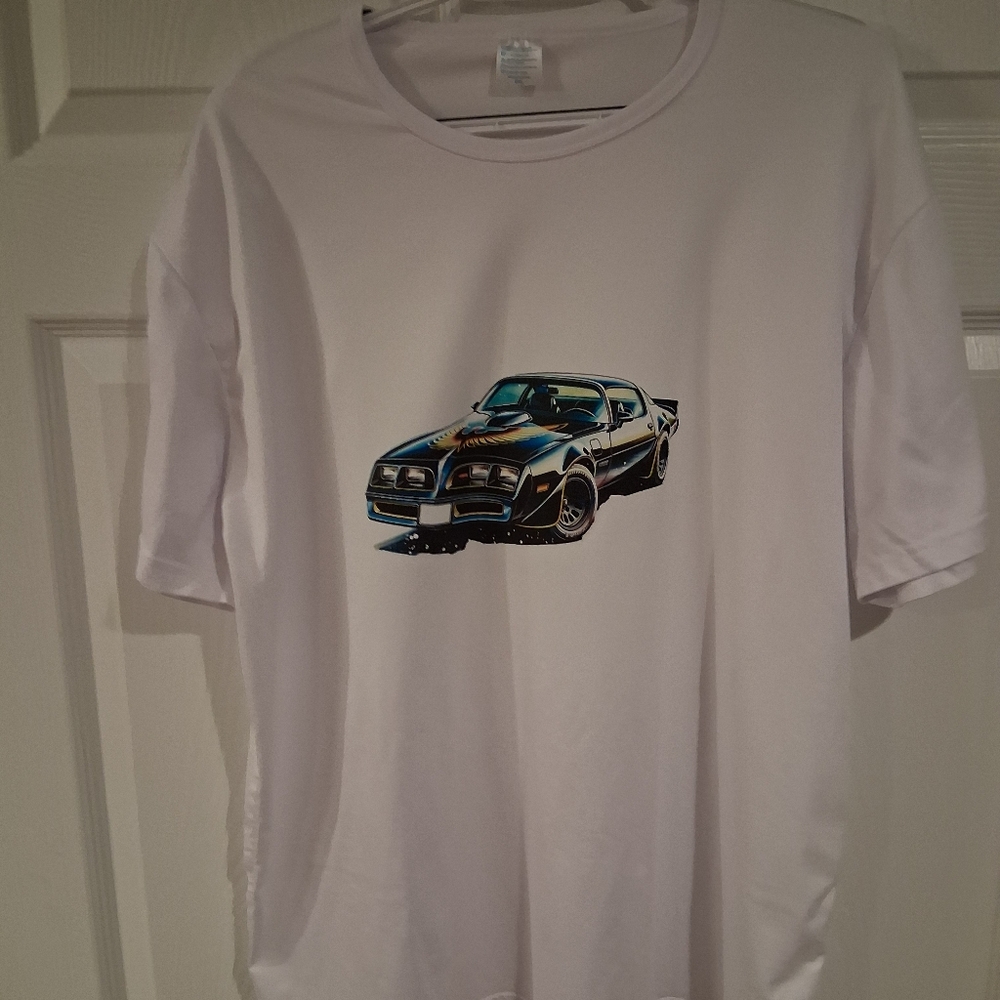 Men's White Cotton T-shirt Graphic,  Car 70's  Pontiac Trans Am Size 2XL